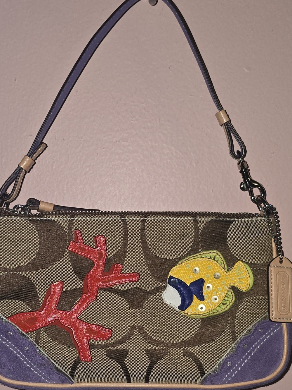 Coach Mini Fish Applique Beaded Shoulder Bag Limited Edition Y2K Demi